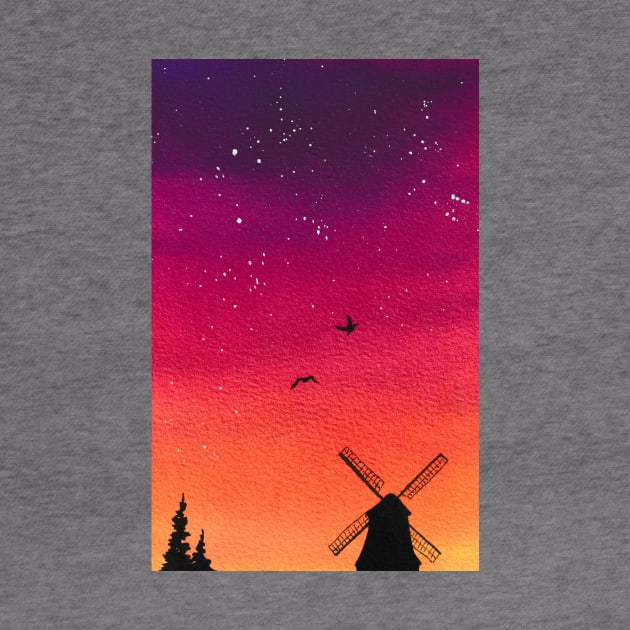 Windmill sunset by RosanneCreates